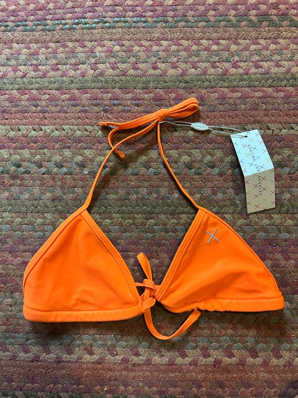 NWT BOUTINE LA BRIGHT ORANGE TRIANGLE TIE BIKINI TOP